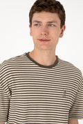 Men's Comfort Fit Crew Neck Mink Knit Patterned T-Shirt