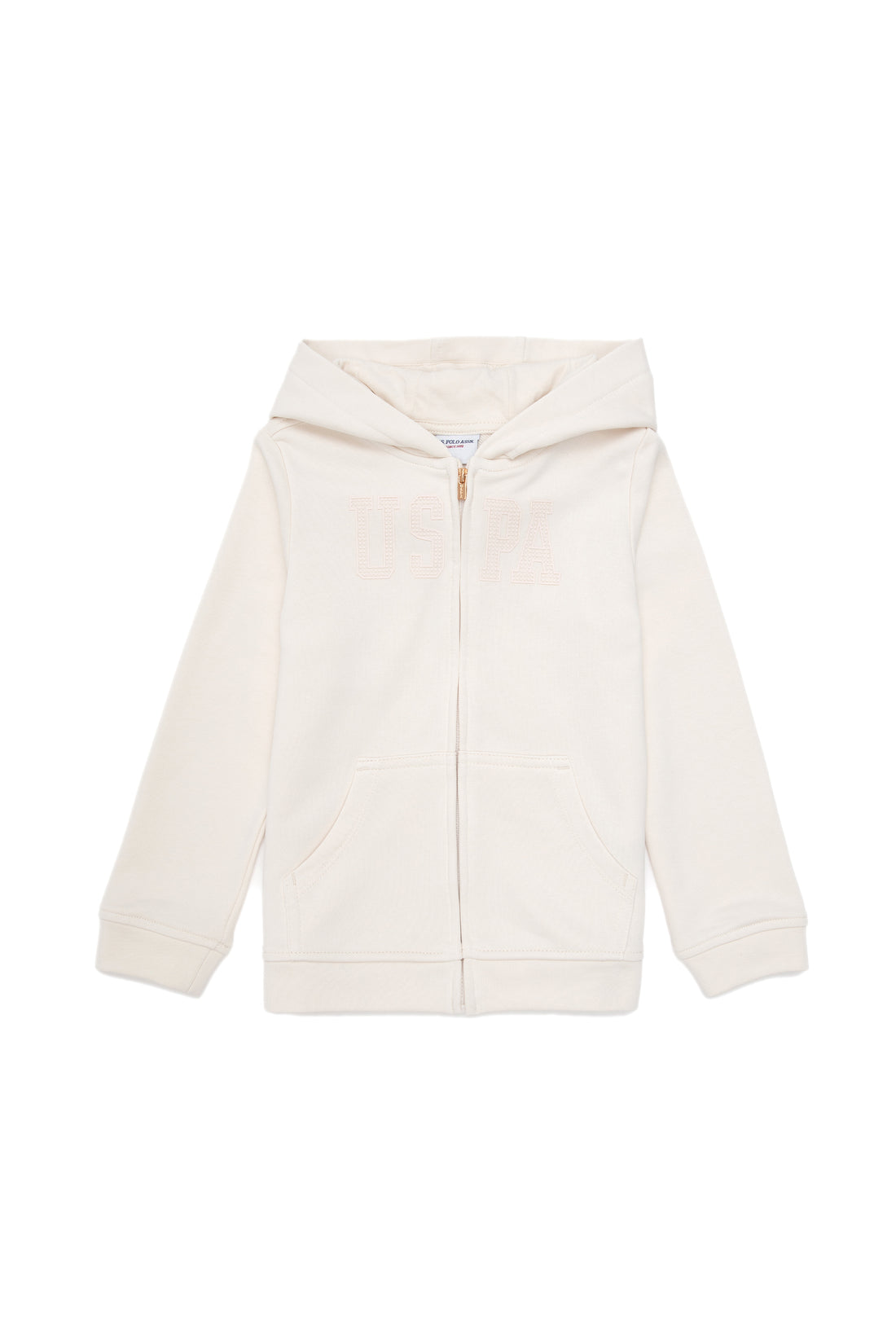 Girls' Cream Hooded Basic Sweatshirt