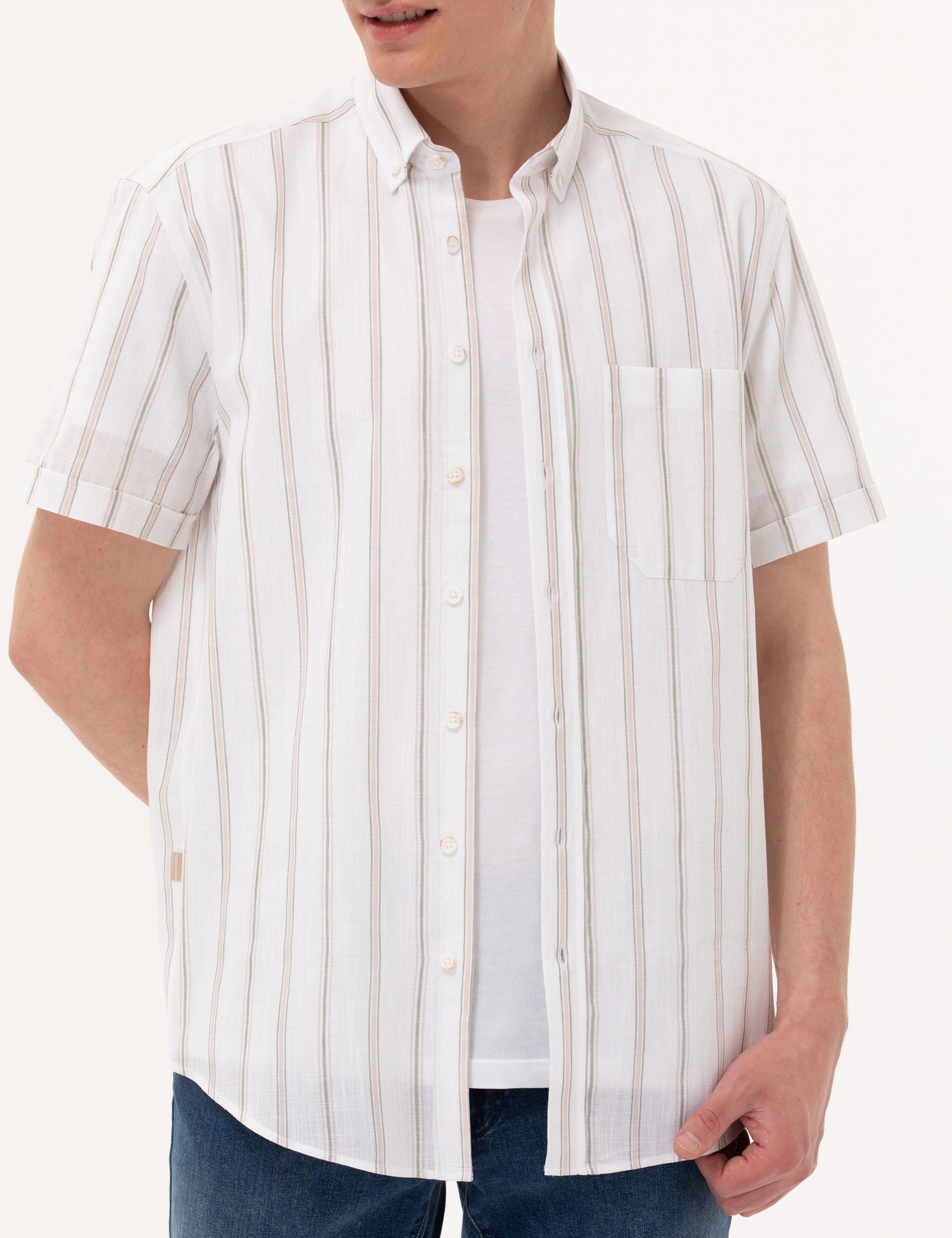 Khaki Comfort Fit Short Sleeve Shirt