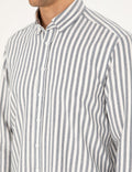 Navy Blue Regular Fit Striped Long Sleeve Shirt
