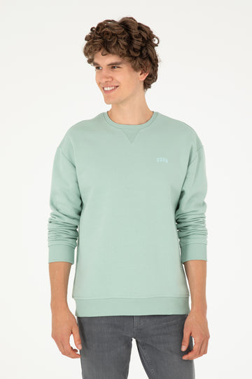 Men's Water Green Basic Sweatshirt