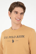 Men's Regular Fit Crew Neck Camel Sweatshirt