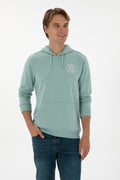 Erkek Regular Fit Kapişonlu Mint Sweatshirt