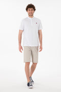 Men's Regular Fit Dominant Collar White Basic T-Shirt