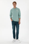 Erkek Regular Fit Kapişonlu Mint Sweatshirt