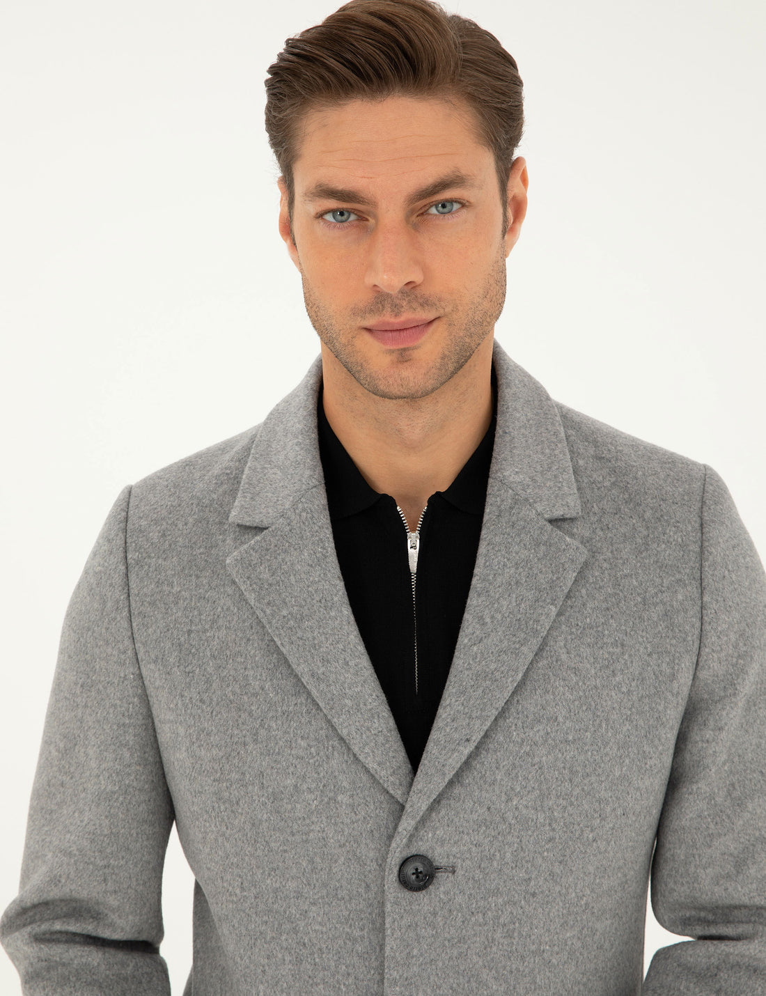 Anthracite Extra Slim Fit Wool Blend Cashmere Coat