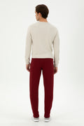 Men's Slim Fit Straight Leg Burgundy Basic Sweatpants