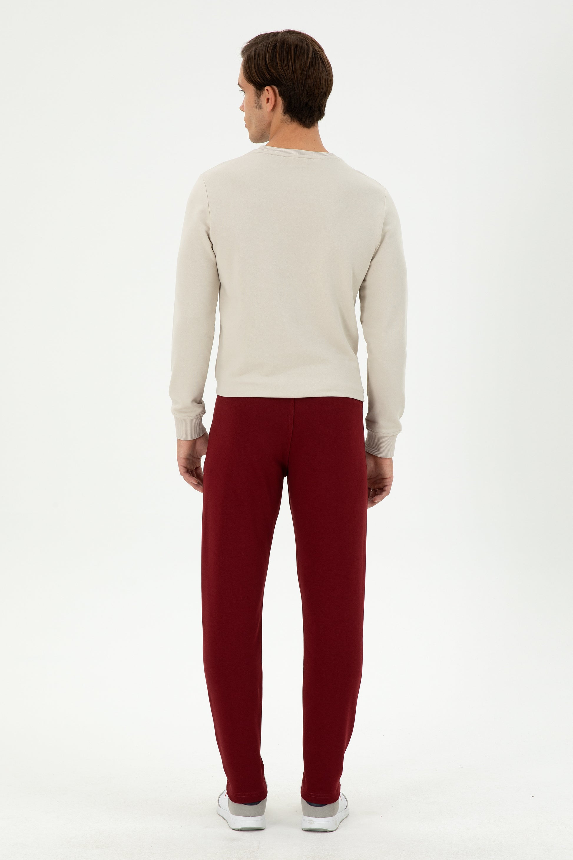 Men's Slim Fit Straight Leg Burgundy Basic Sweatpants