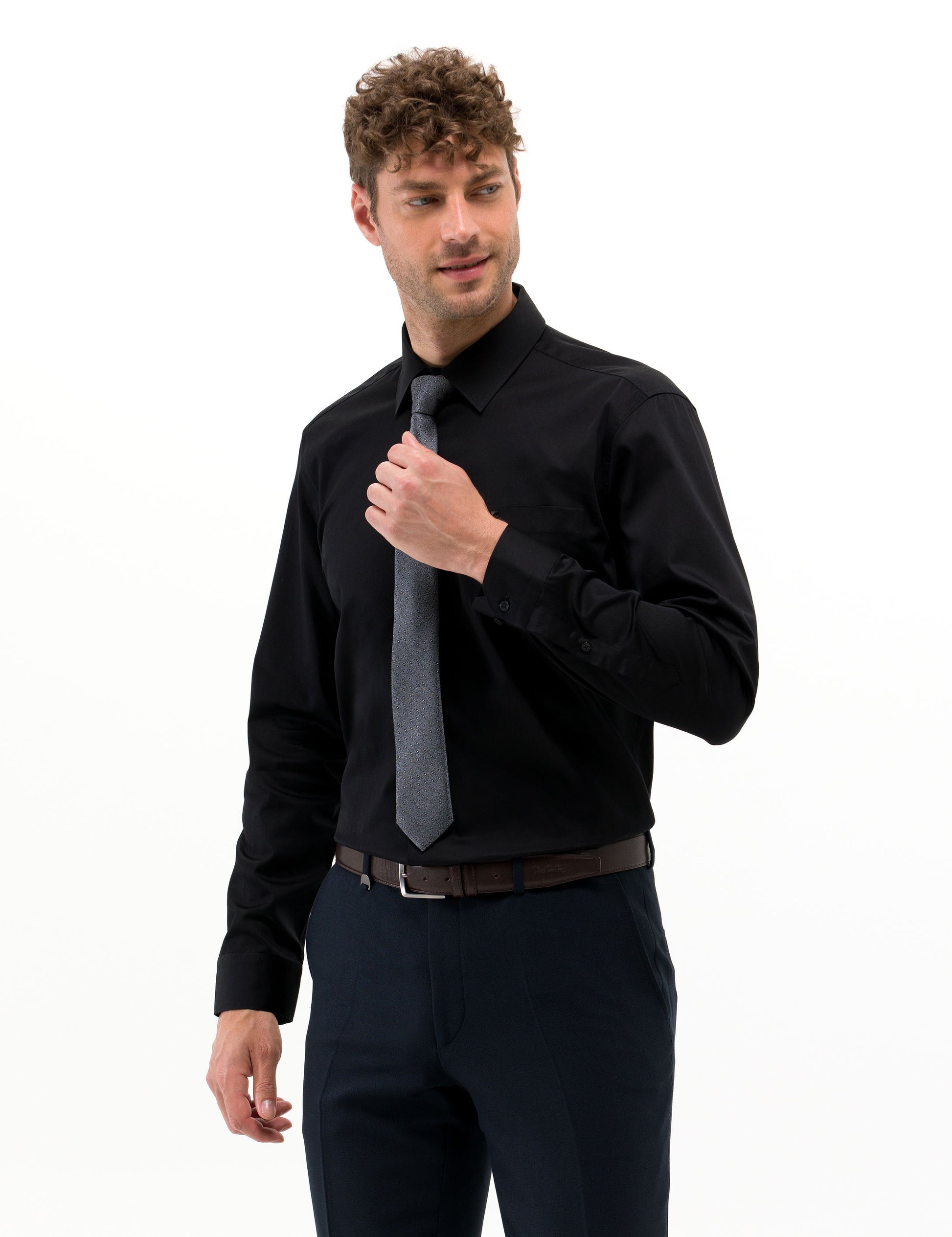 Black Regular Fit Long Sleeve Classic Shirt
