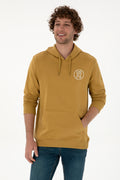 Erkek Regular Fit Kapişonlu Hardal Sweatshirt