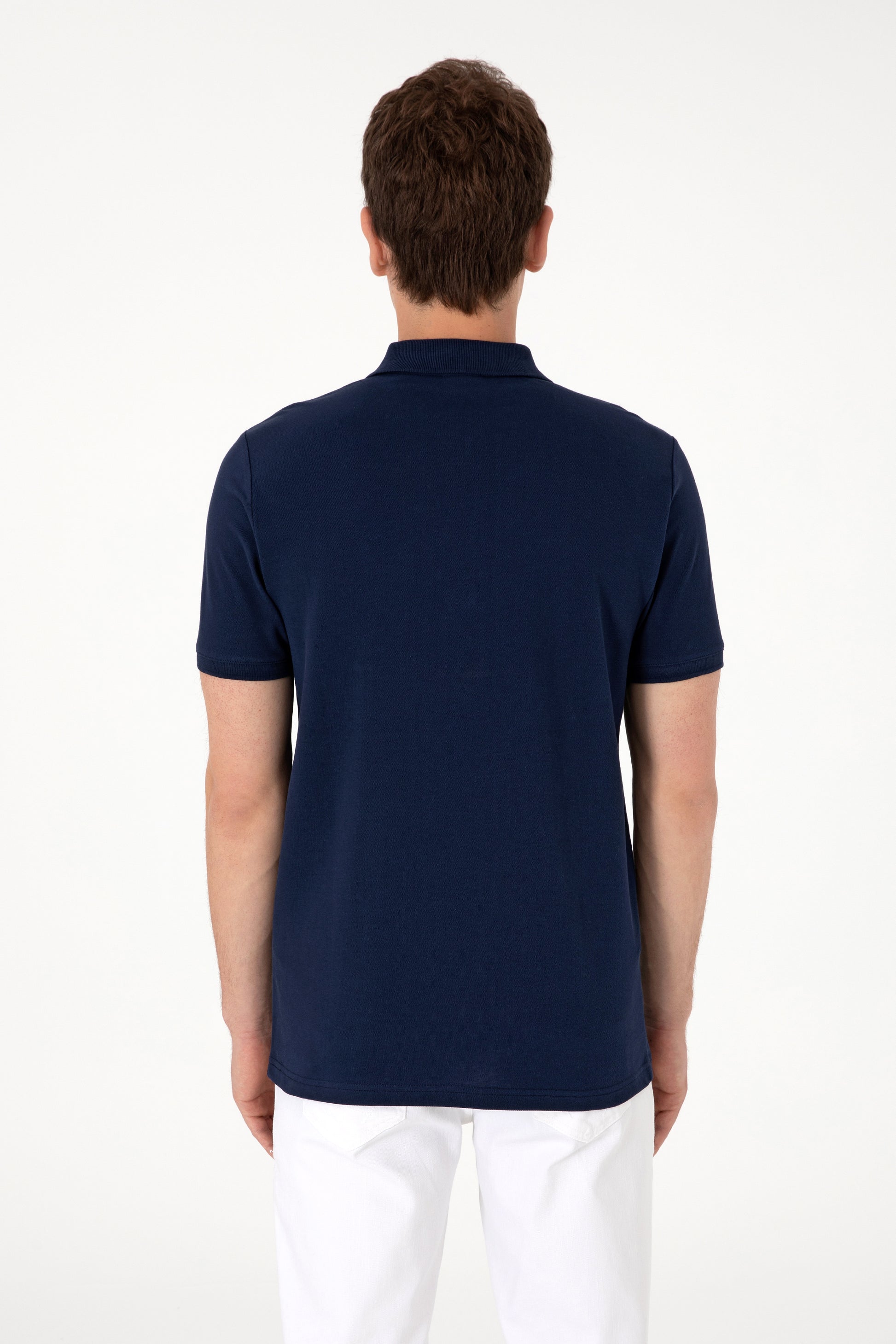 Men's Regular Fit Zipper Navy T-Shirt