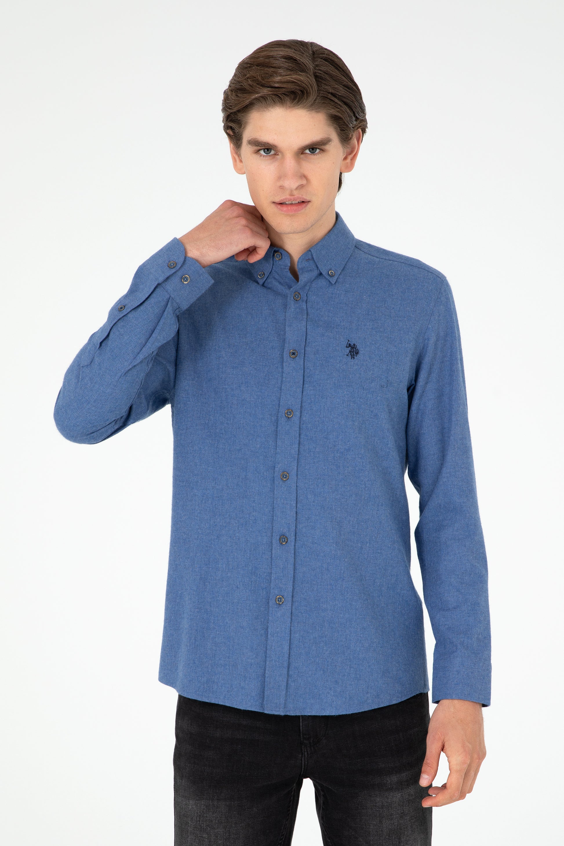 Men's Indigo Long Sleeve Basic Shirt