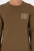 Men's Regular Fit Crew Neck Khaki Sweatshirt