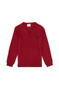 Girls' Cherry V Neck Basic Sweater