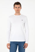 Men's Slim Fit Crew Neck White Basic Sweatshirt