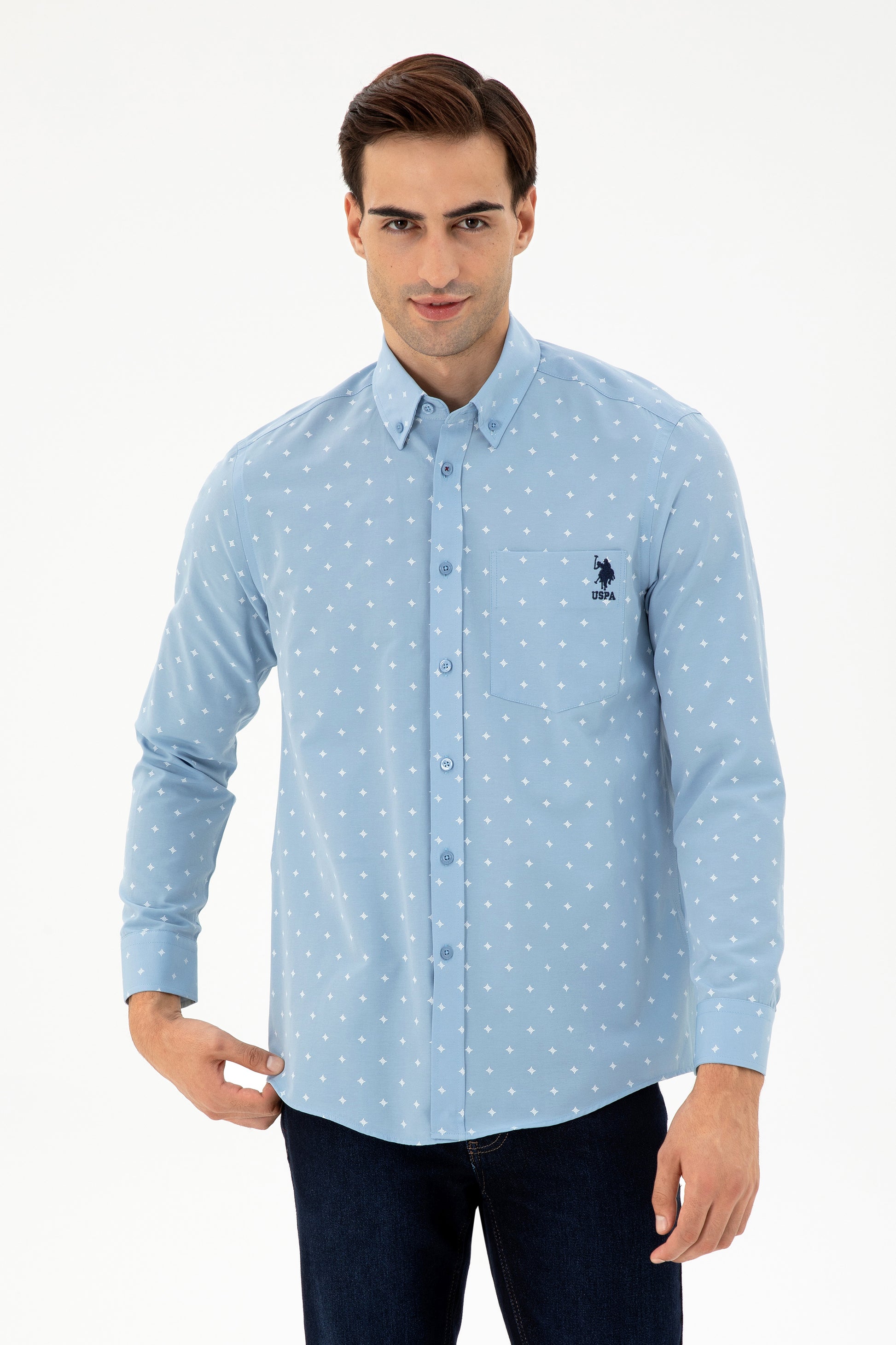 Men's Light Blue Long Sleeve Shirt