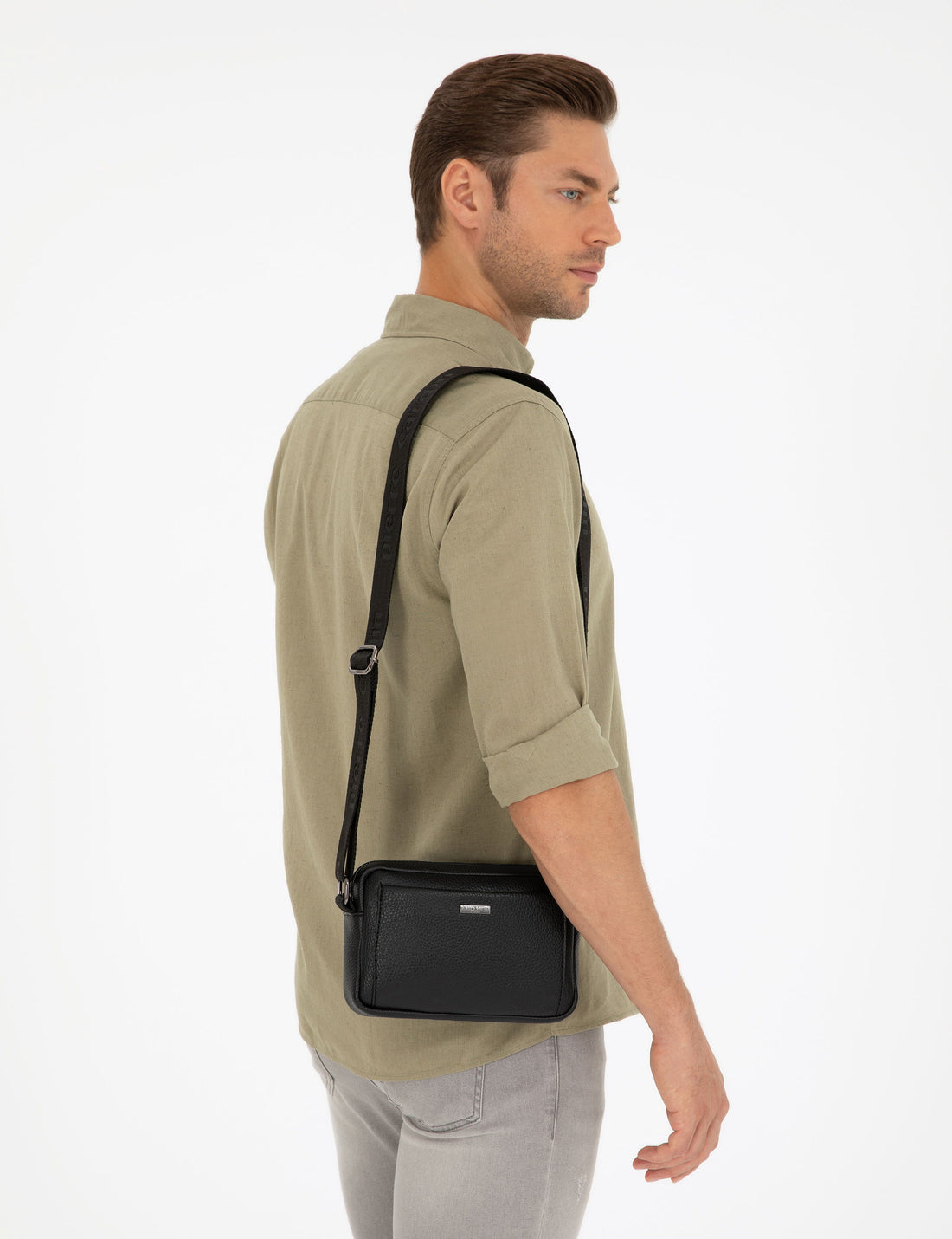 Men's Black Shoulder Bag