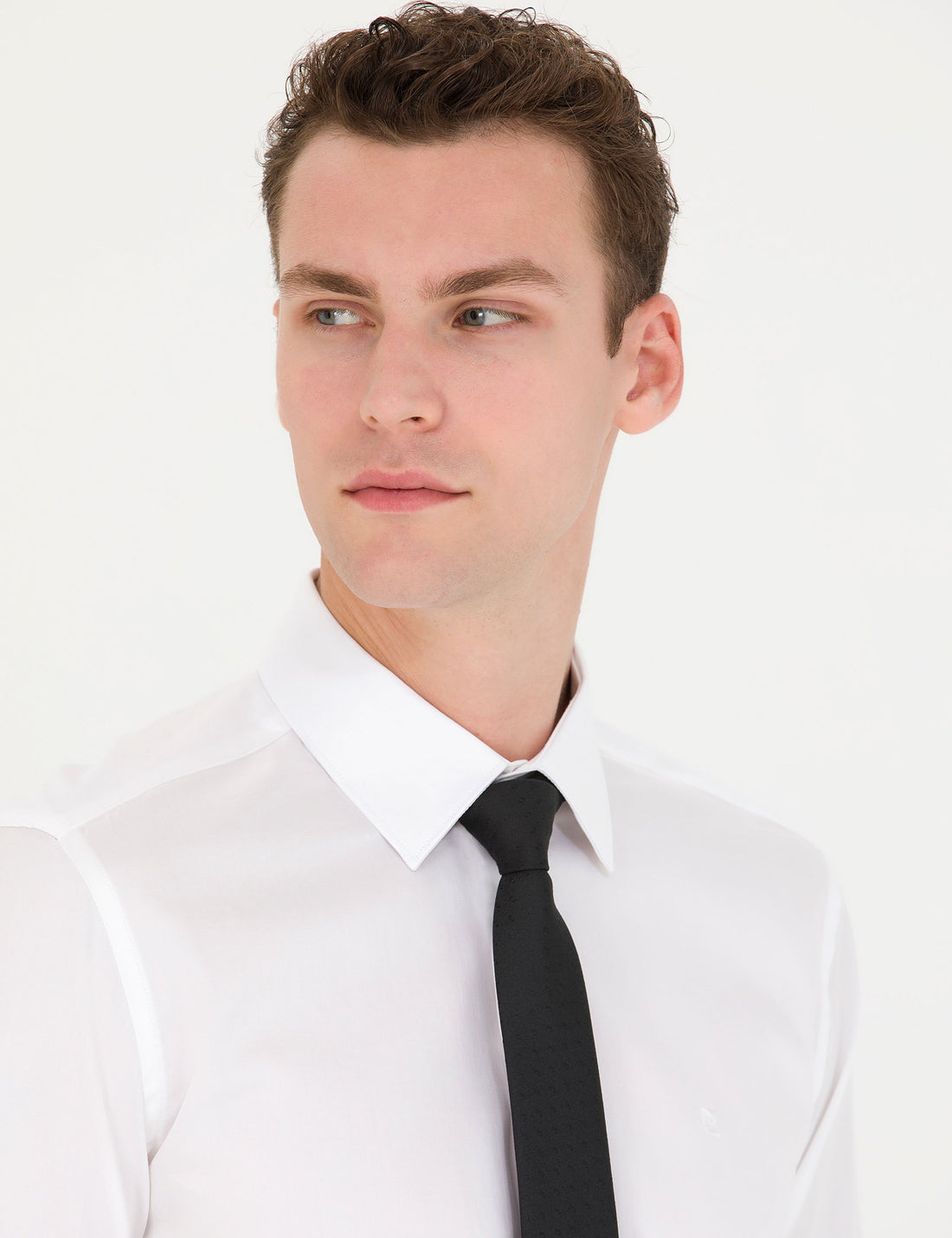 White Slim Fit Long Sleeve Basic Shirt