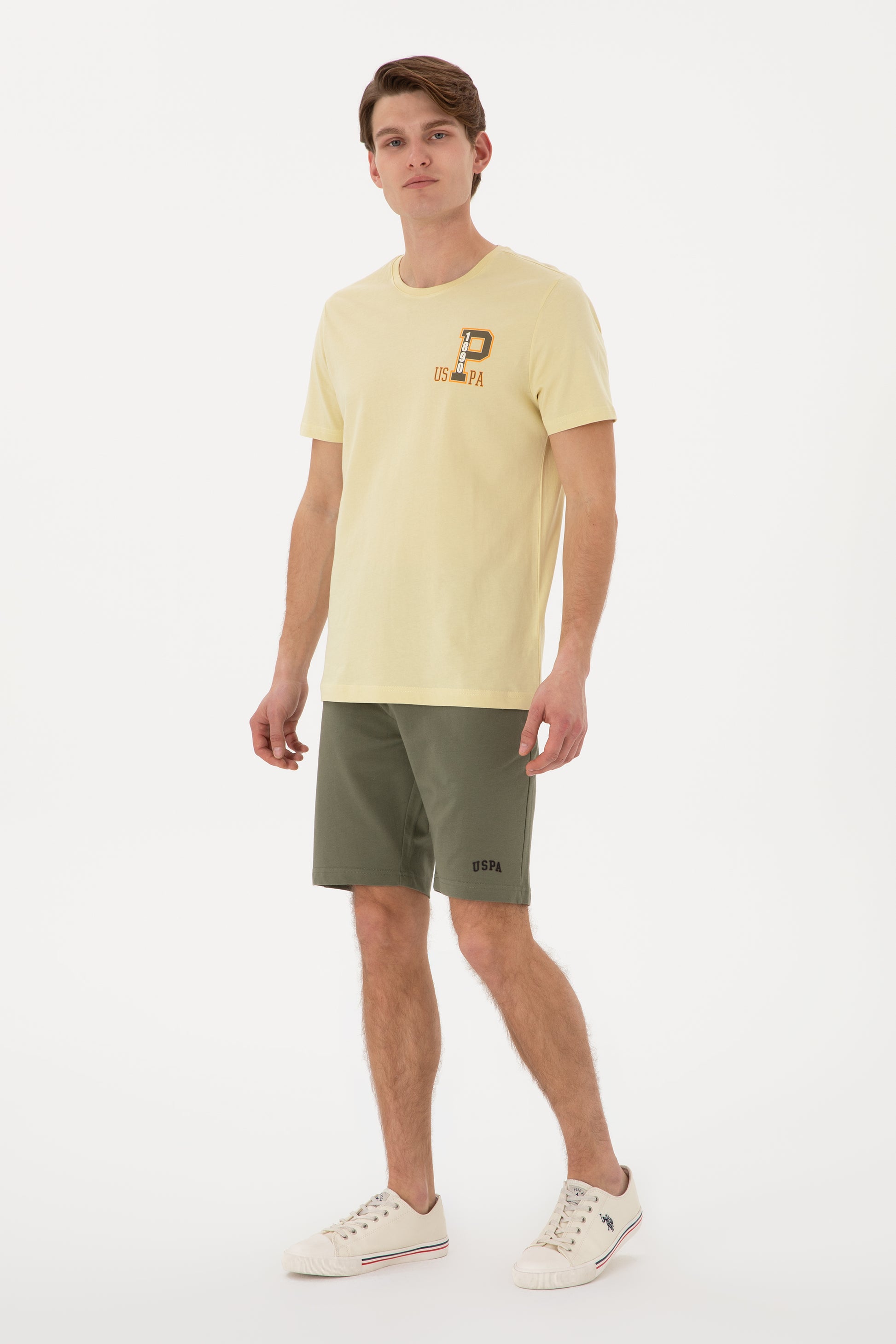 Men's Regular Fit Crew Neck Light Khaki T-Shirt