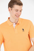 Men's Orange Basic Polo Neck T-Shirt