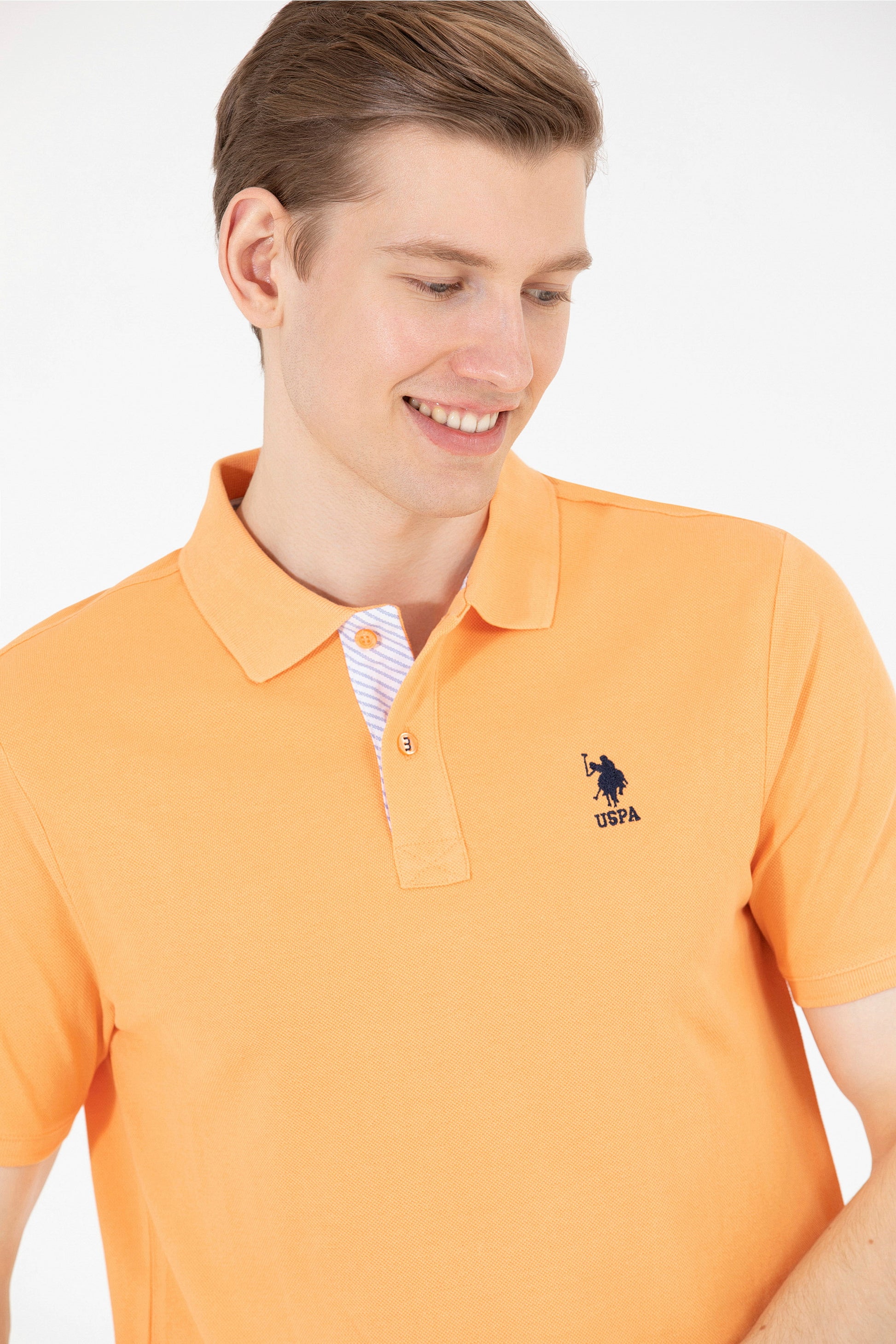 Men's Orange Basic Polo Neck T-Shirt