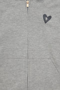 Girls' Grey Melange Zipper Sweatshirt