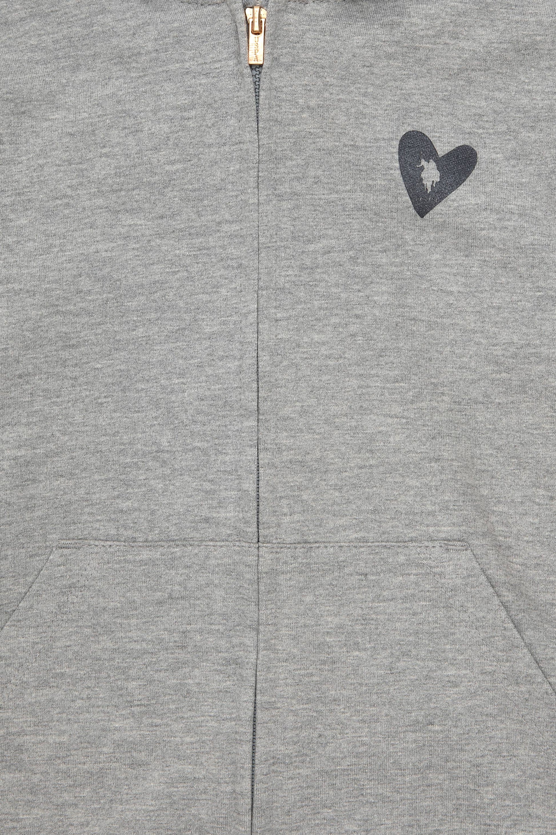 Girls' Grey Melange Zipper Sweatshirt