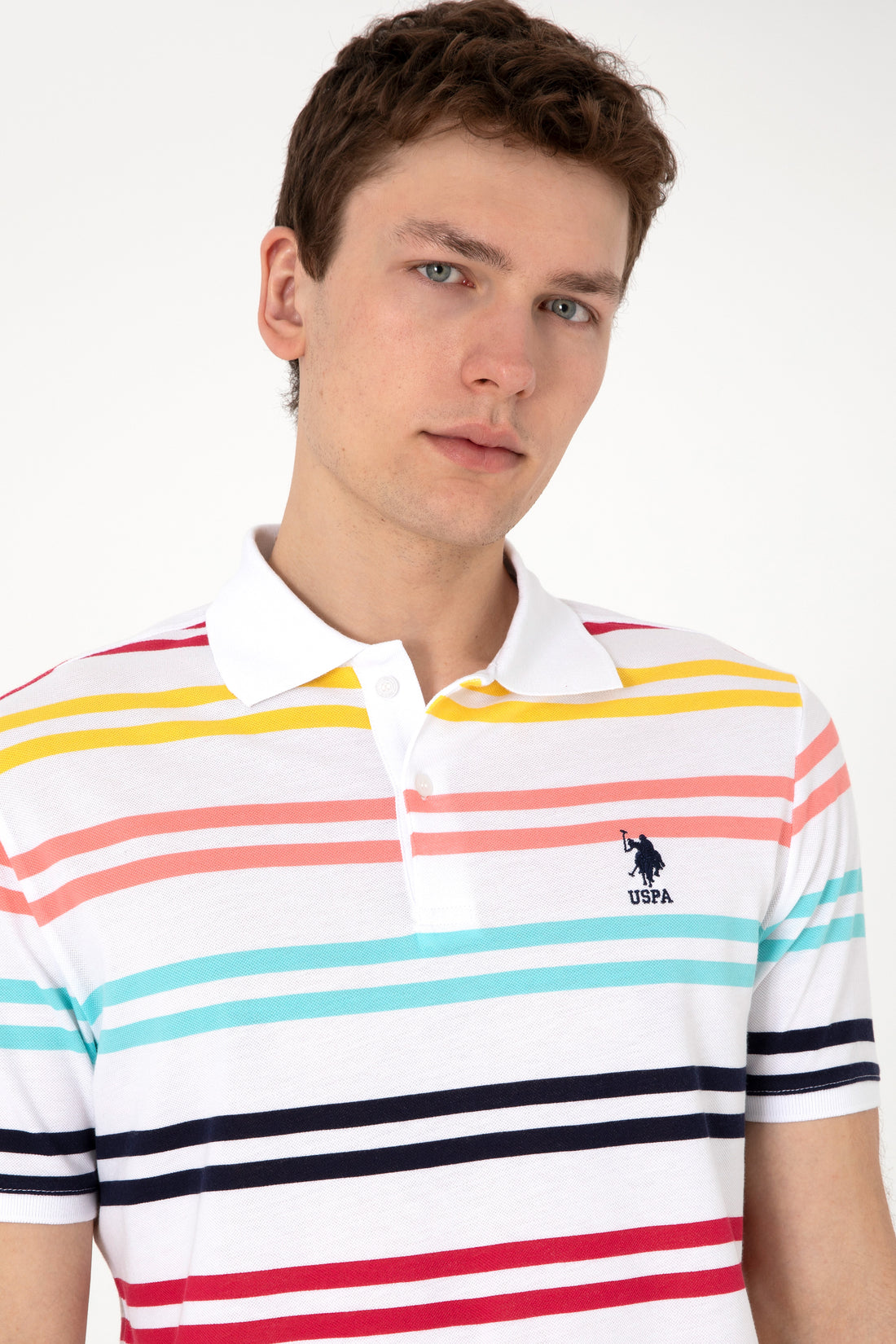 Men's Regular Fit Polo Neck White T-Shirt