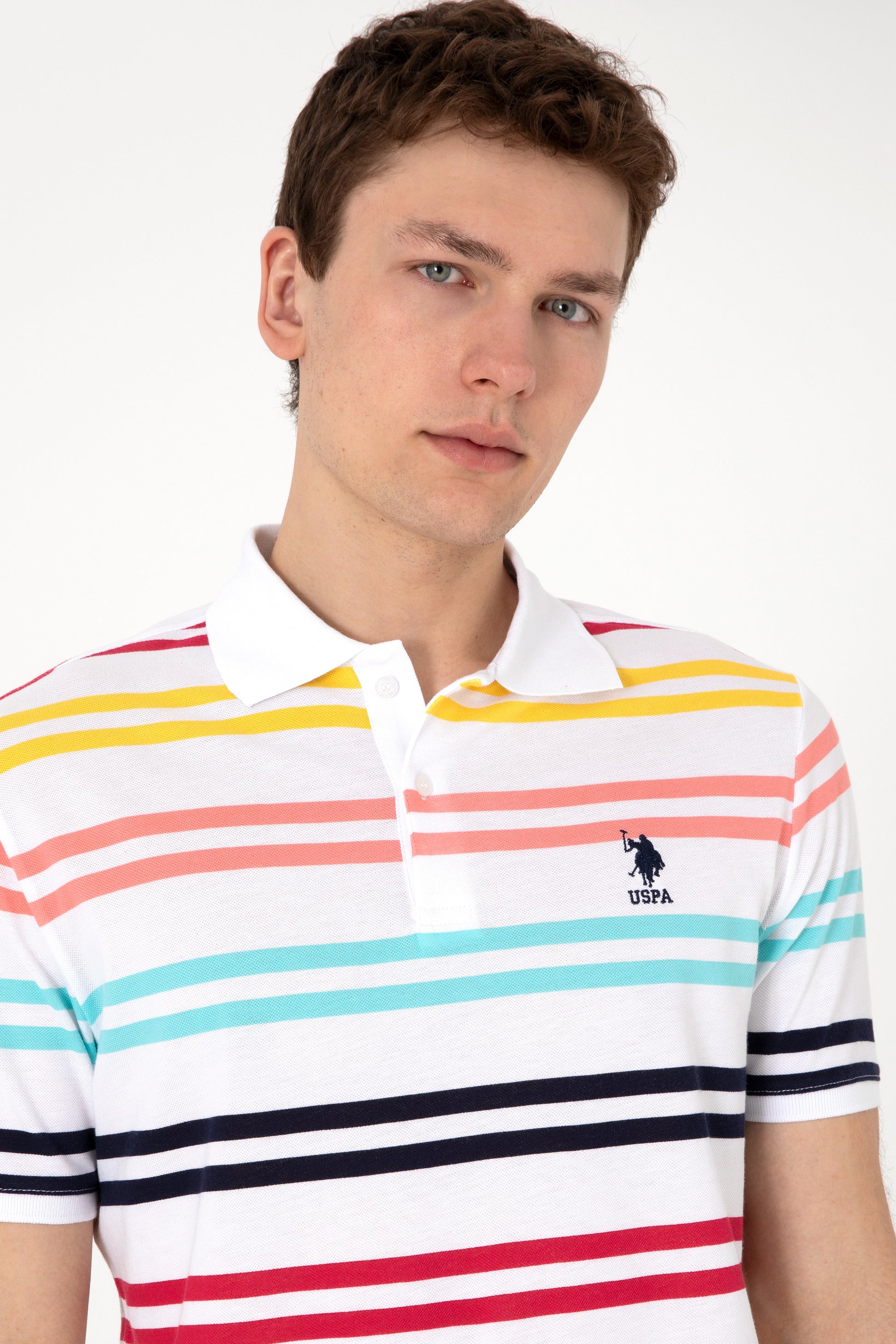 Men's Regular Fit Polo Neck White T-Shirt