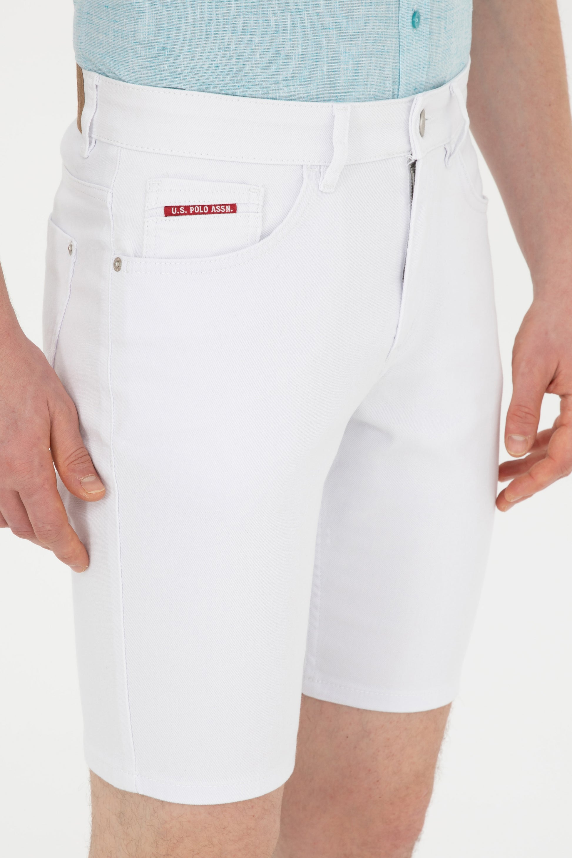 Men's White Jean Shorts