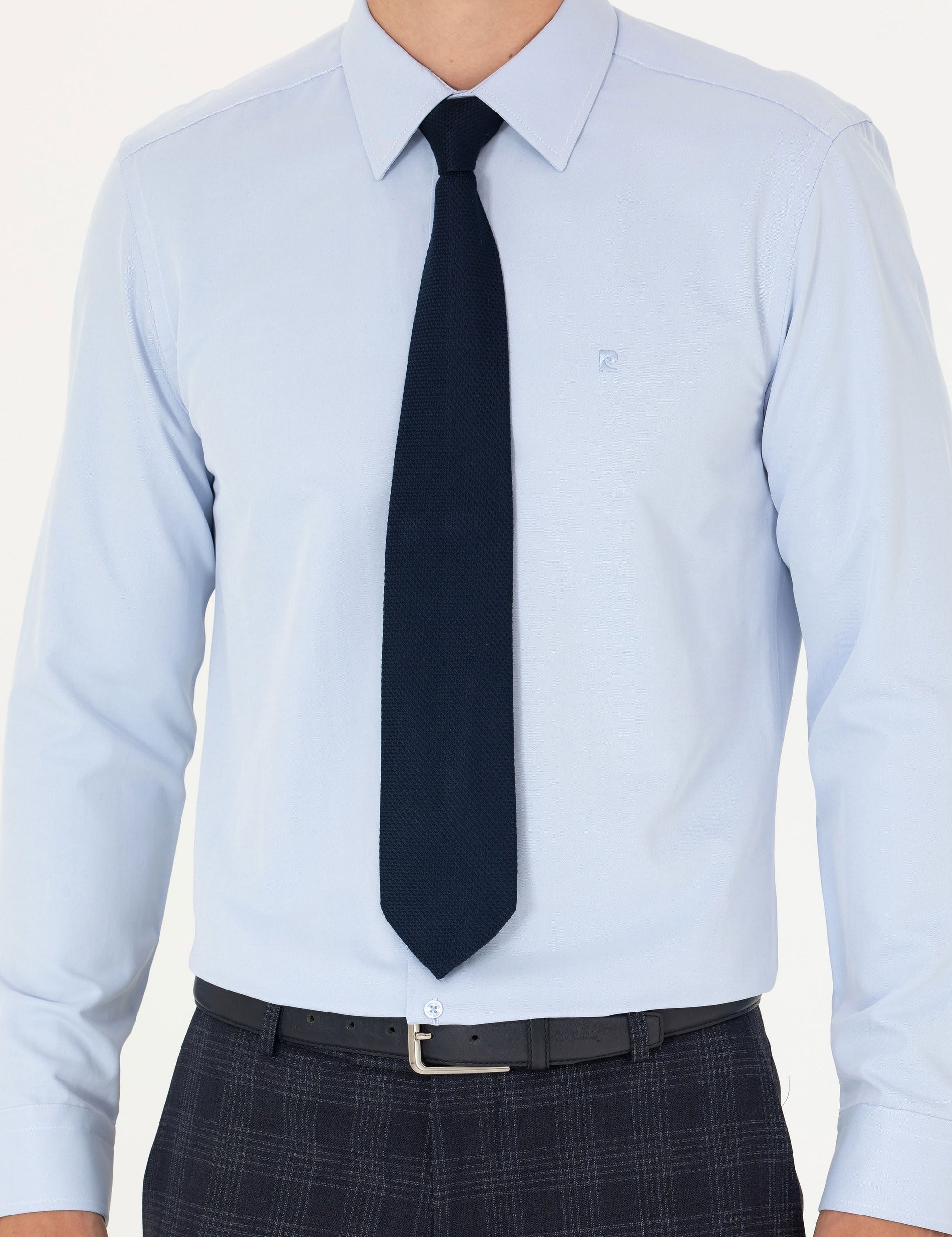 Light Blue Slim Fit Long Sleeve Basic Shirt