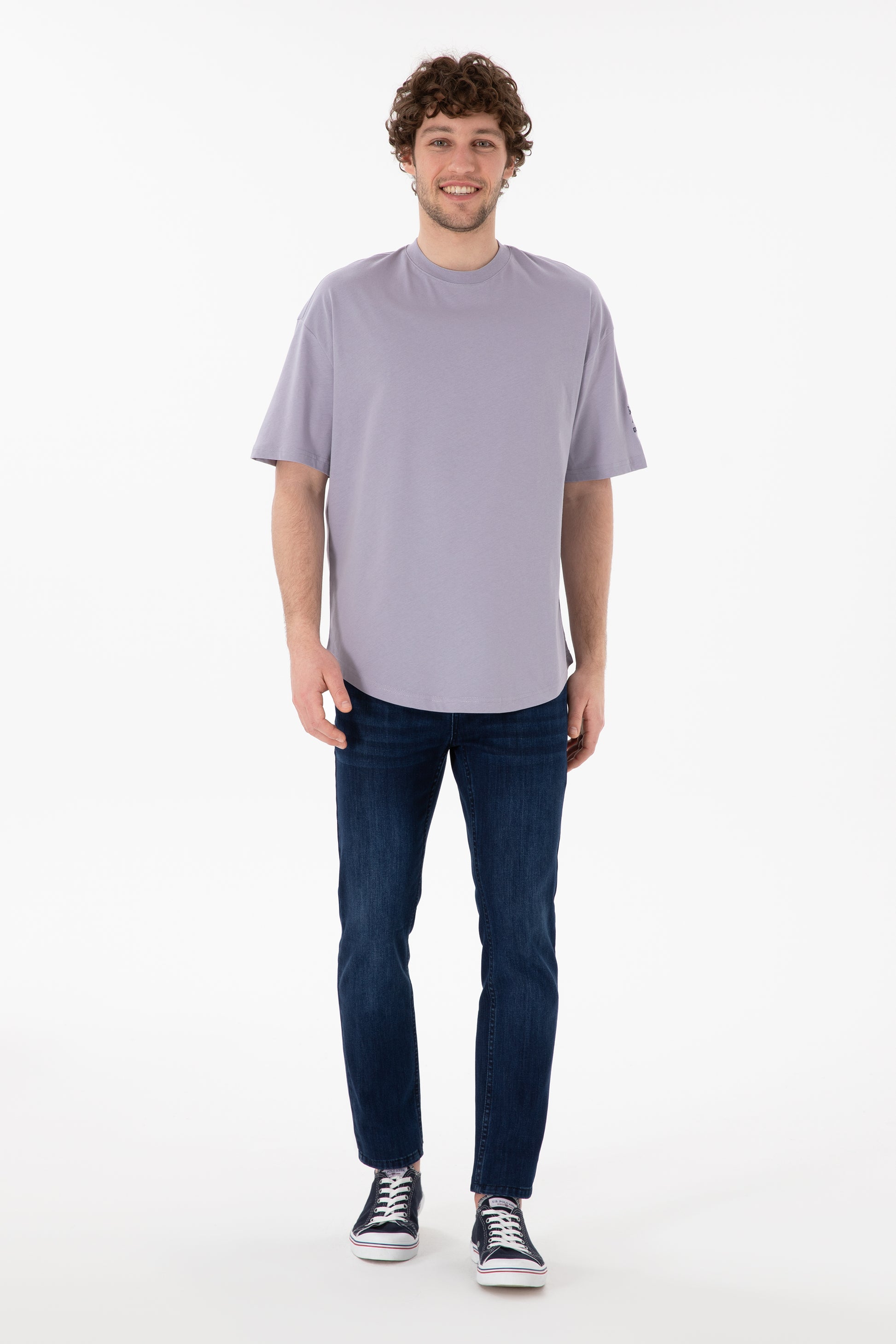 Men's Long Fit Crew Neck Grey Basic T-Shirt
