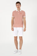 Men's Regular Fit Polo Neck Powder Printed T-Shirt