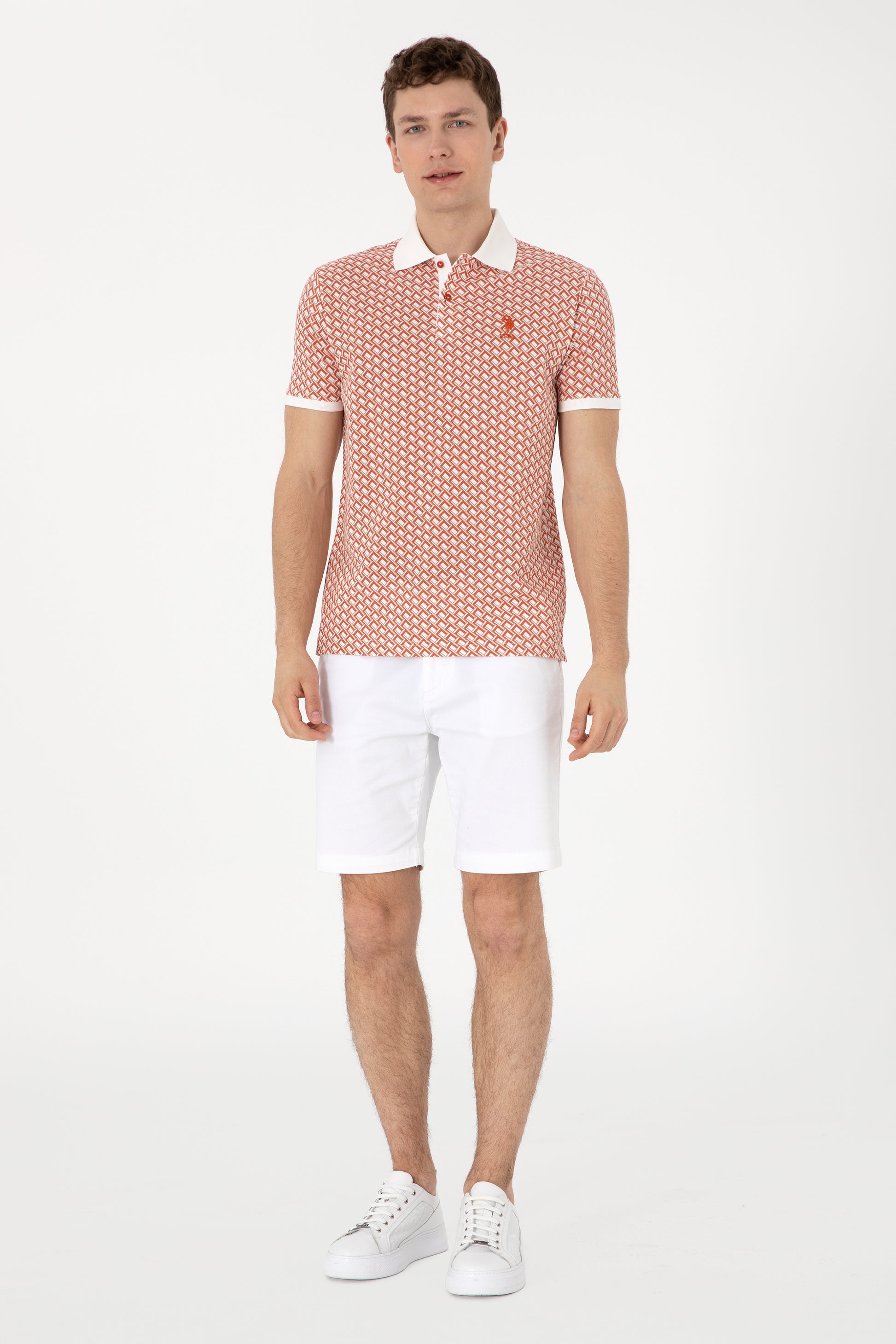 Men's Regular Fit Polo Neck Powder Printed T-Shirt