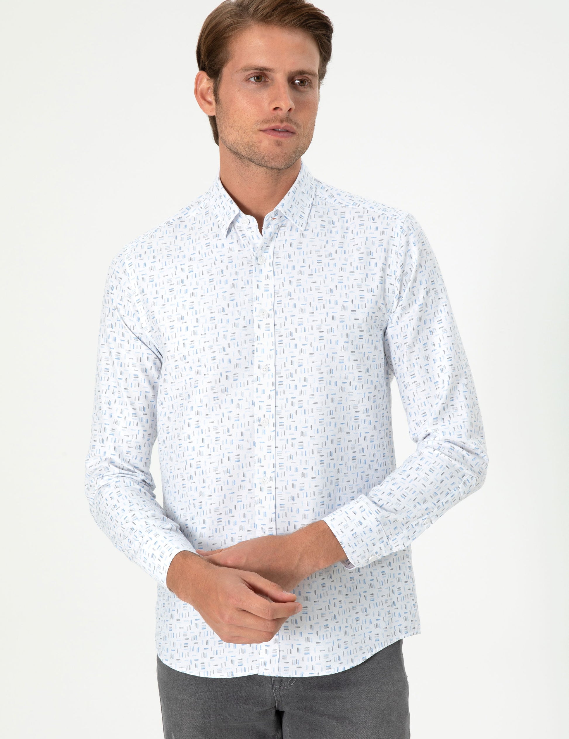 Blue Slim Fit Long Sleeve Shirt