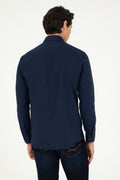 Men's Navy Blue Long Sleeve Basic Shirt