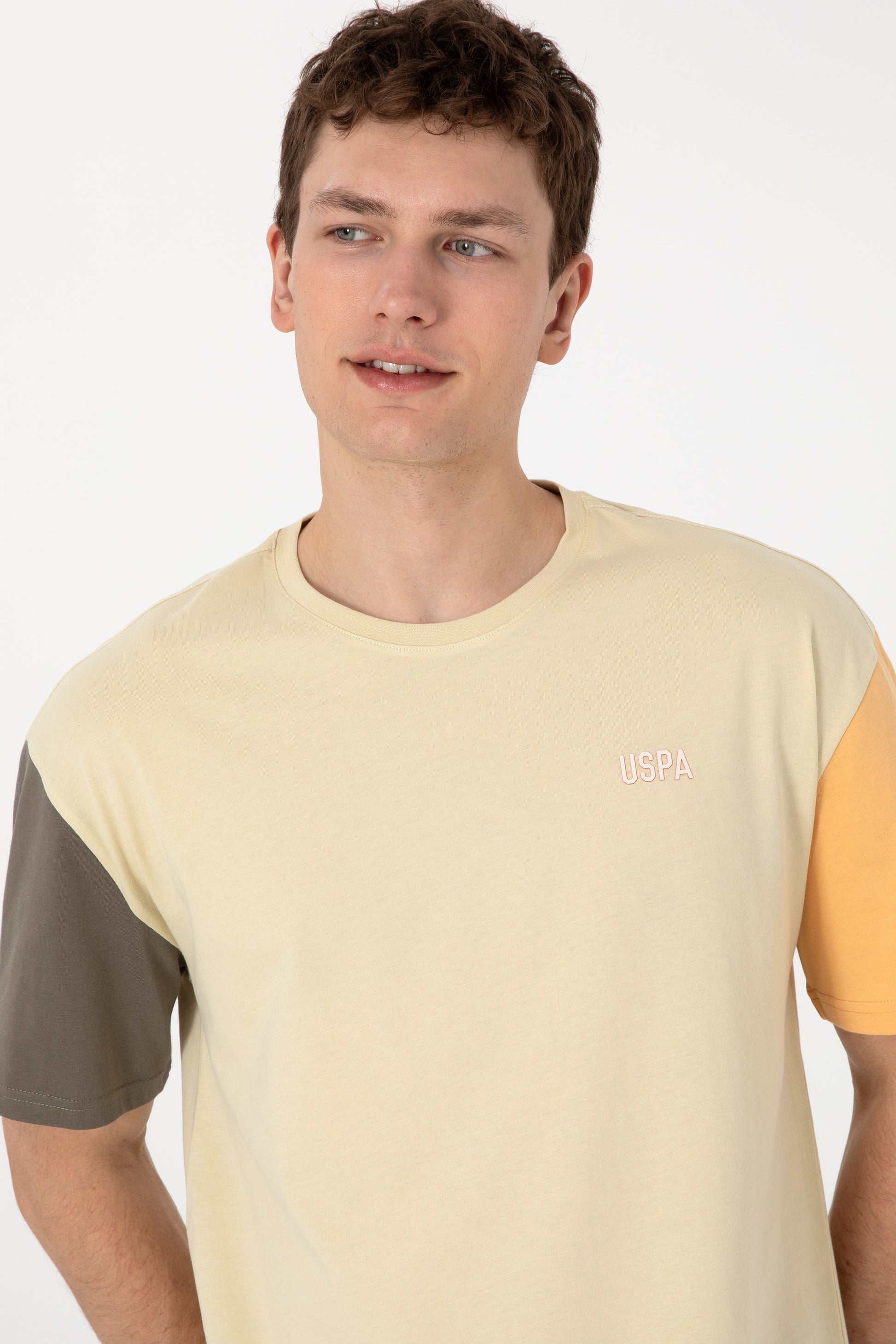 Men's Comfort Fit Crew Neck Light Khaki T-Shirt