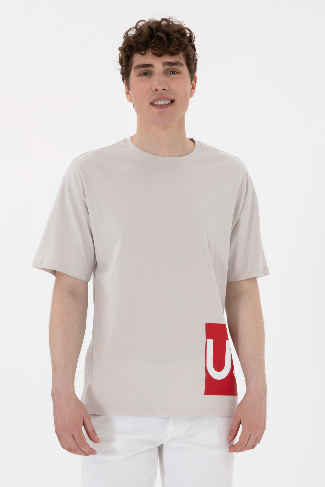 Men's Comfort Fit Crew Neck Light Grey T-Shirt