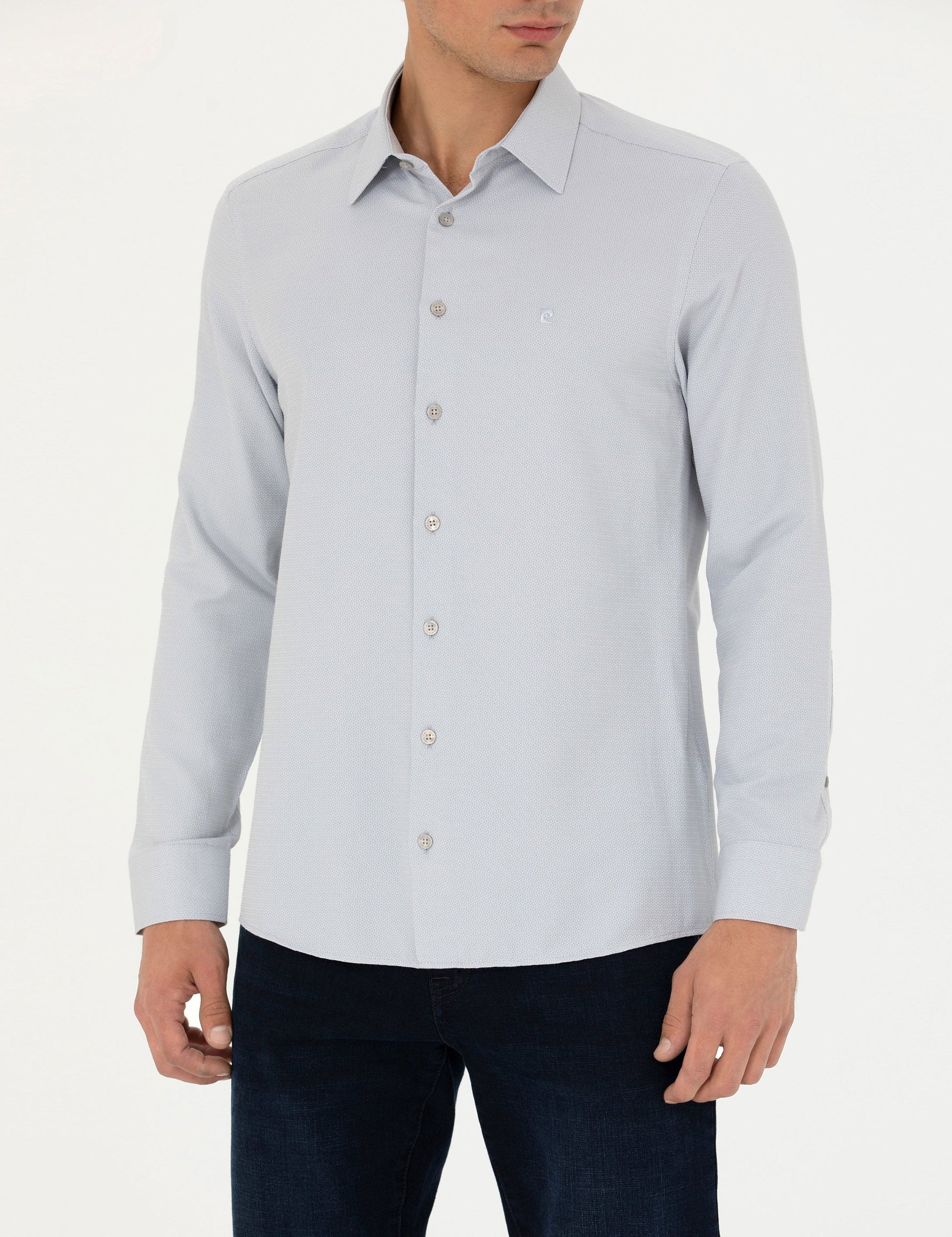 Grey Slim Fit Long Sleeve Shirt