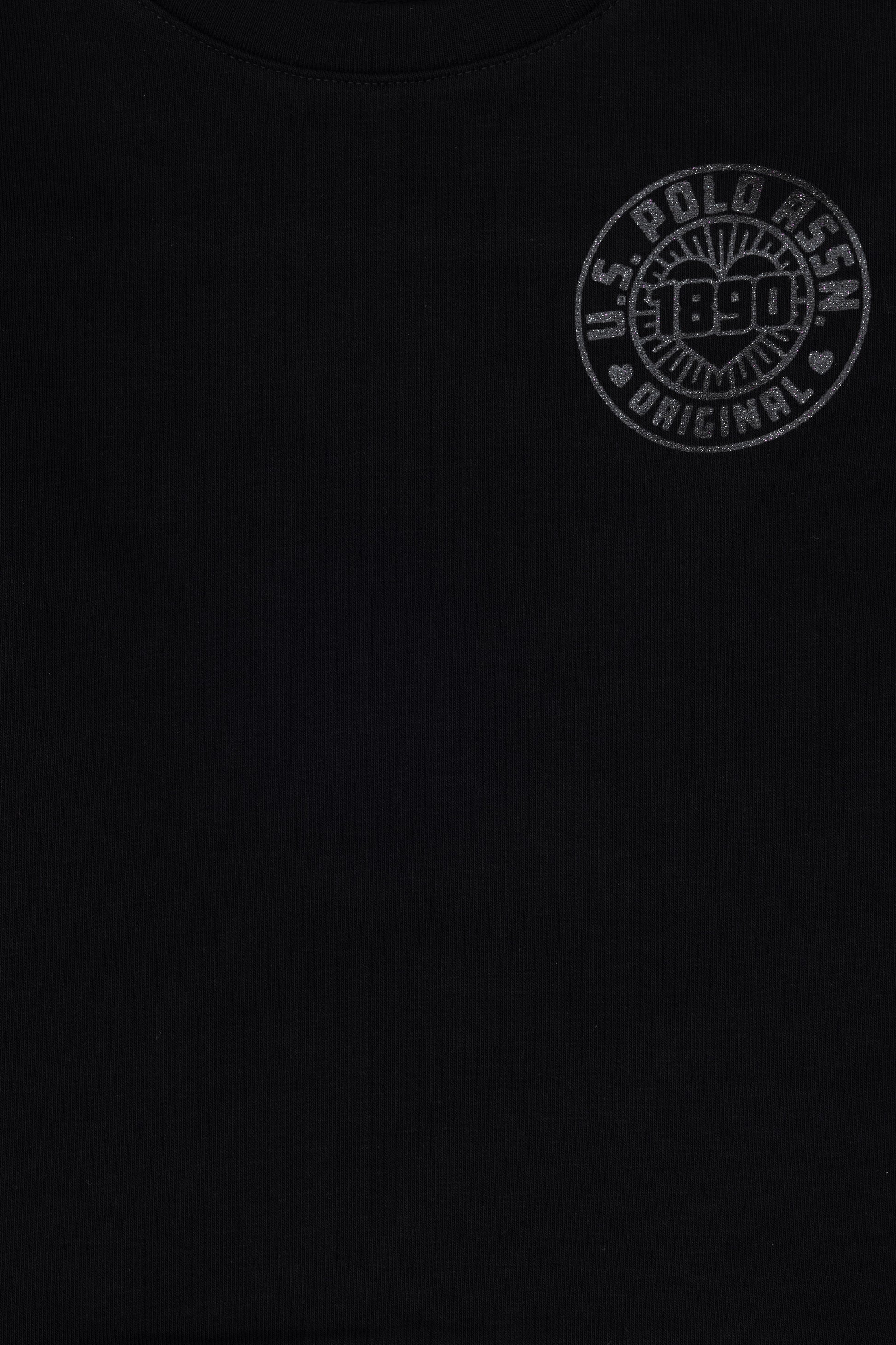 Girls' Black Crew Neck Basic Sweatshirt