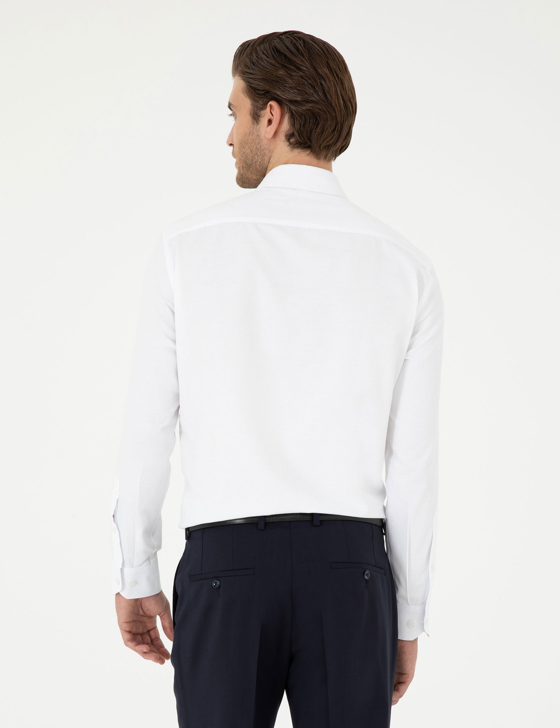 White Slim Fit Chunky Long Sleeve Shirt