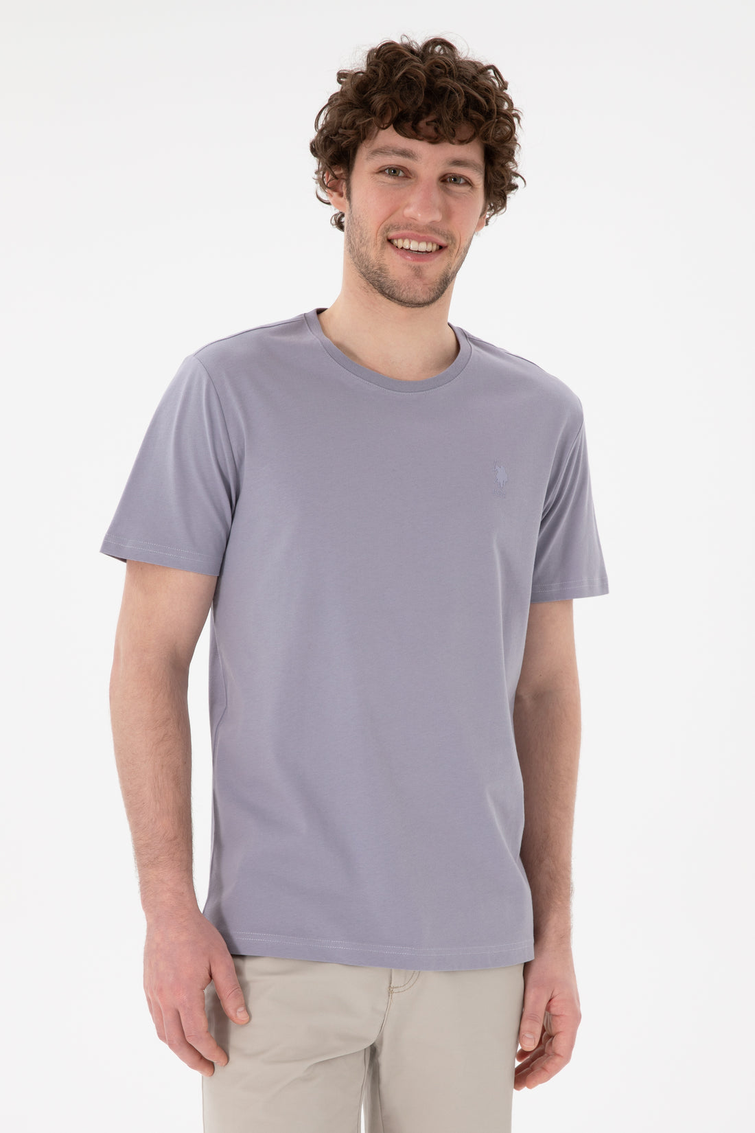 Men's Regular Fit Crew Neck Grey Basic T-Shirt