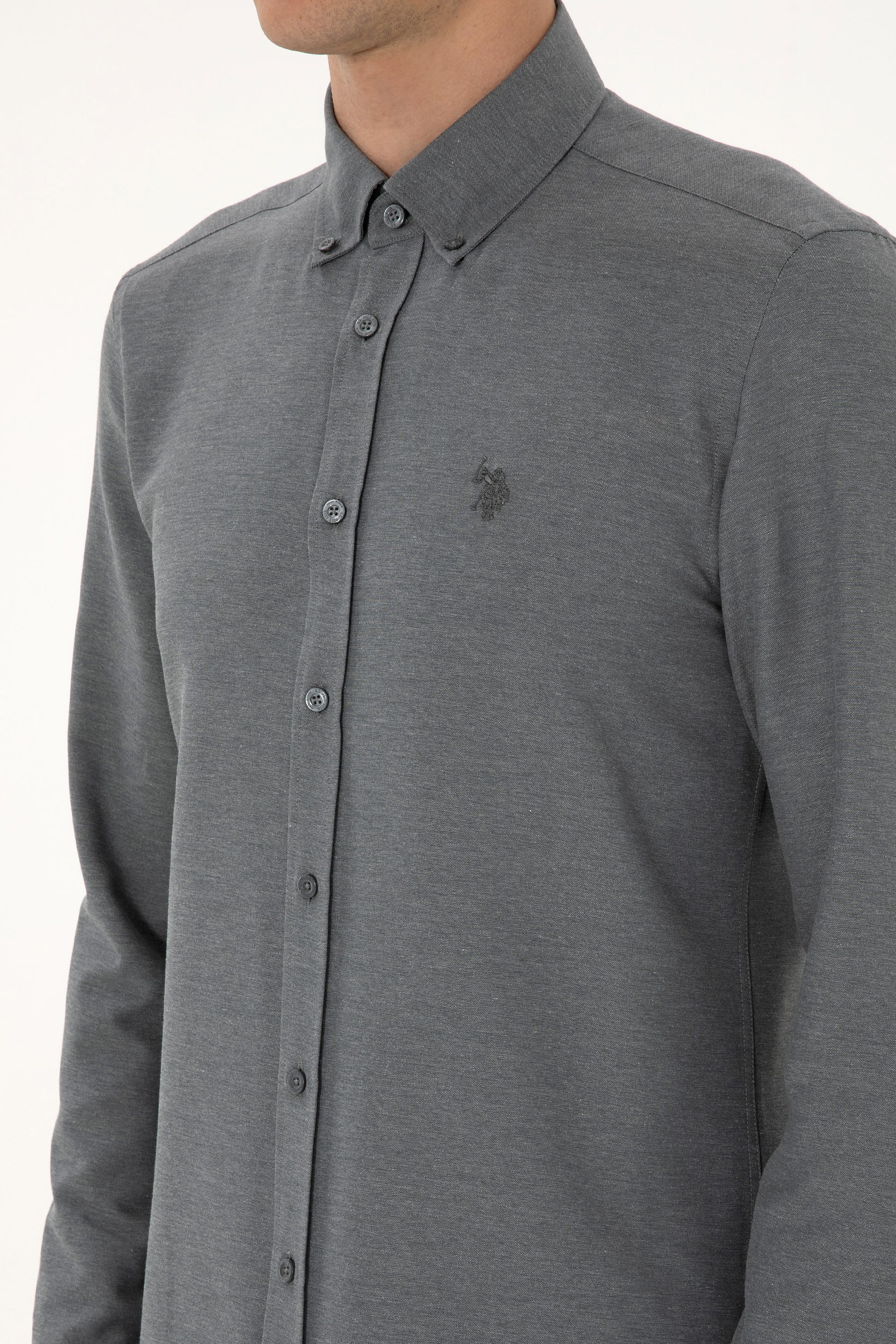 Men's Anthracite Long Sleeve Basic Shirt