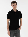 Black Slim Fit No-Fold Polo Neck Basic T-Shirt