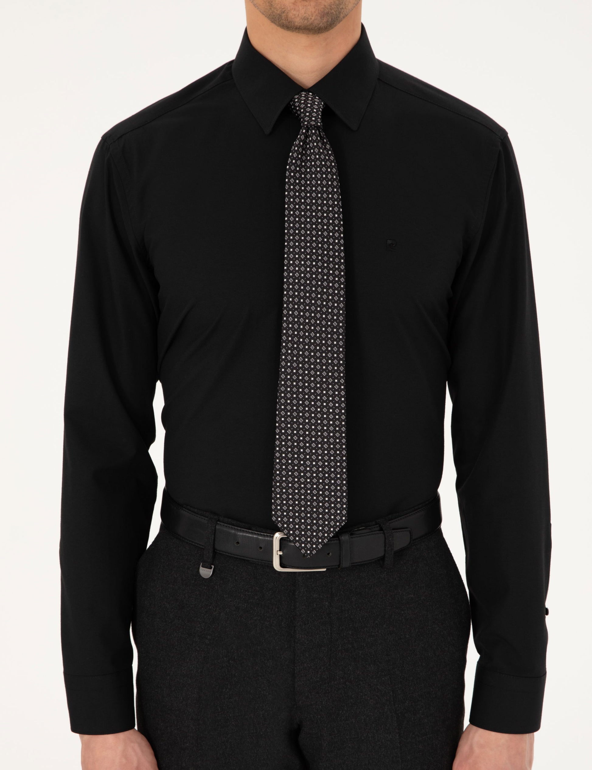 Black Regular Fit Long Sleeve Basic Shirt