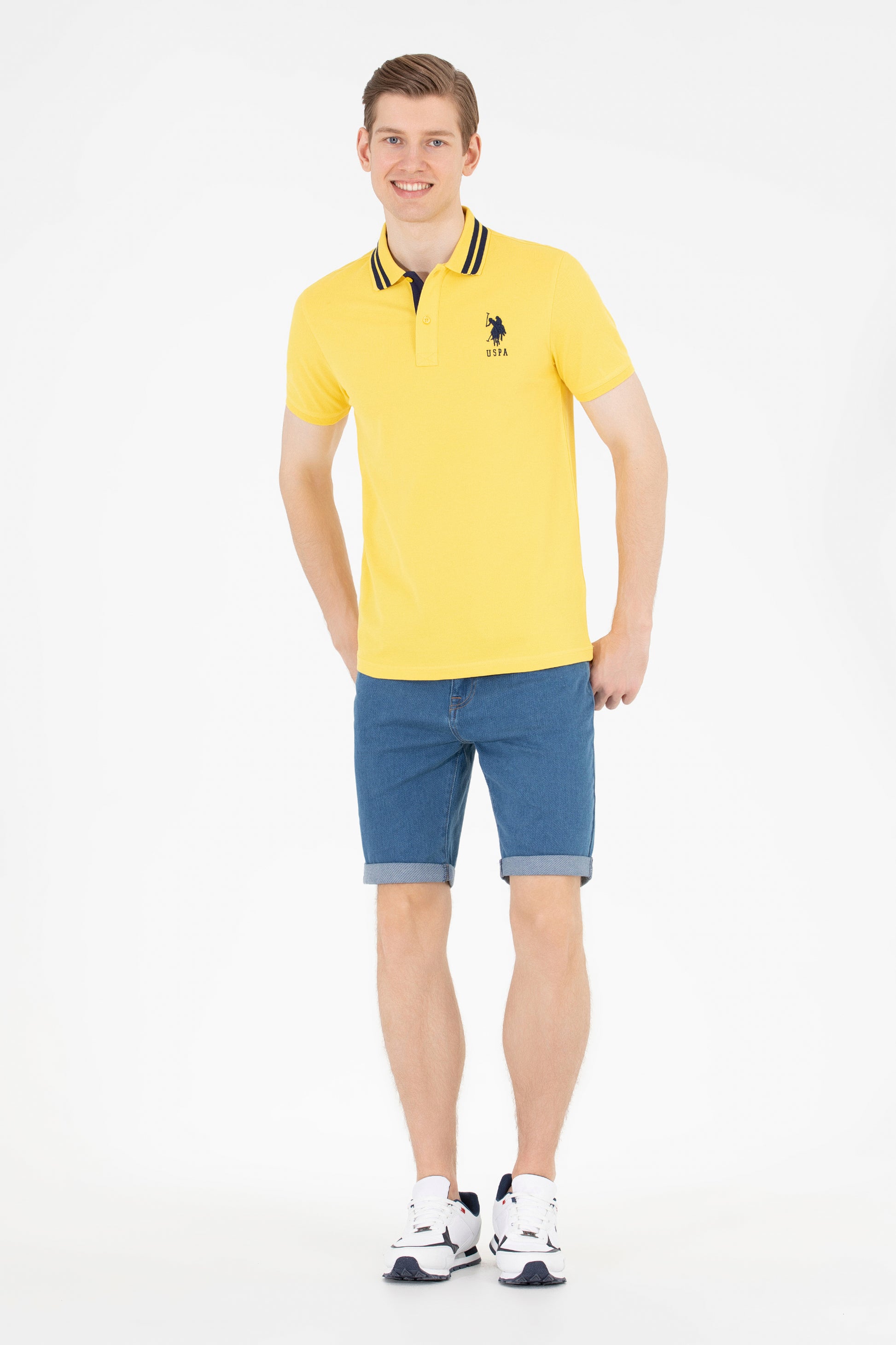 Men's Dark Yellow Basic Polo Neck T-Shirt