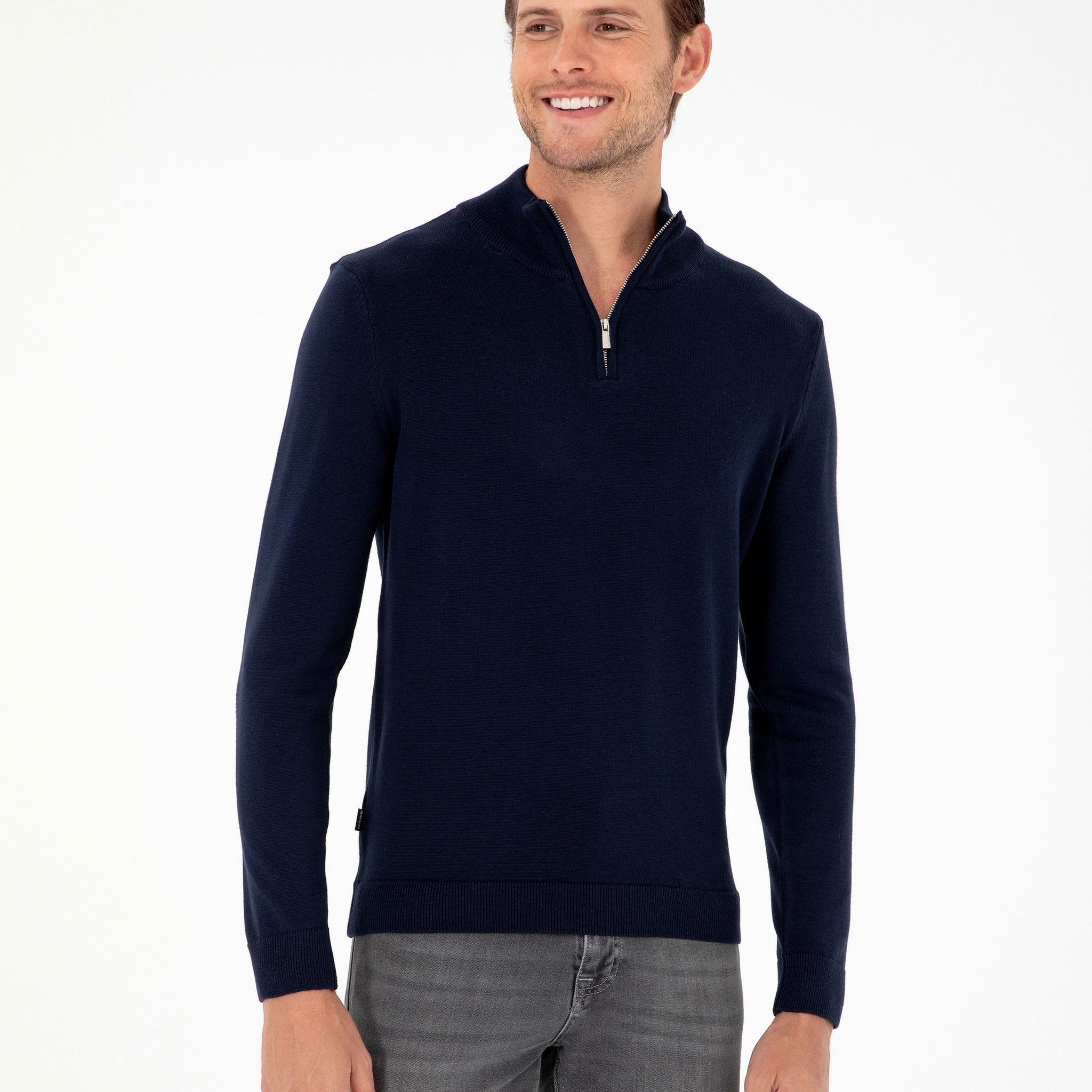 Navy Blue Slim Fit Sweater