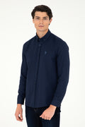 Men's Navy Blue Long Sleeve Basic Shirt