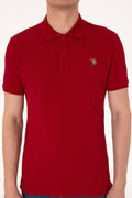 Men's Slim Fit Polo Neck Burgundy Basic T-Shirt