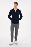 Men's Navy Blue Knitted Cardigan